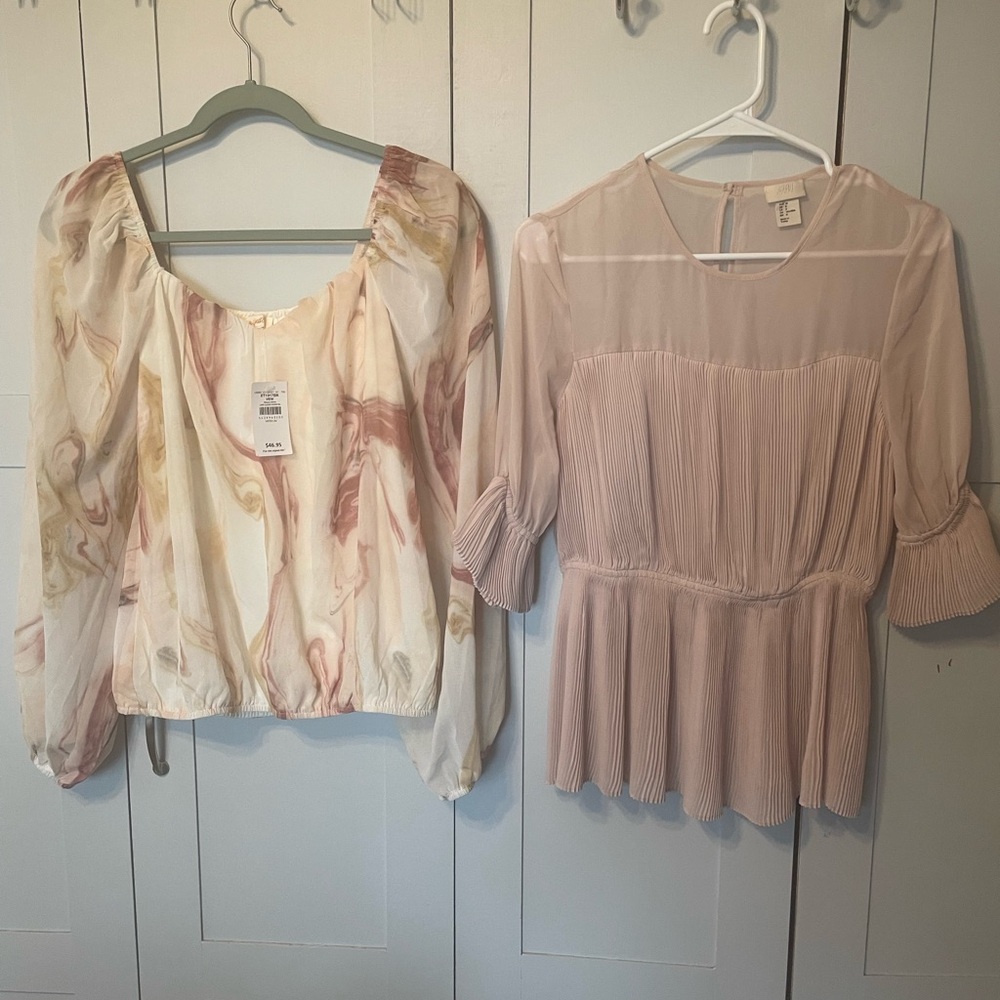 H&M & A Peach New from Buckle Blouse Duo - Marble and Blush